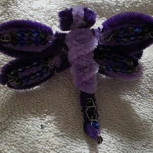 Handmade Purple and Blue Bicone Beaded Hair Clip Dragonfly Decor